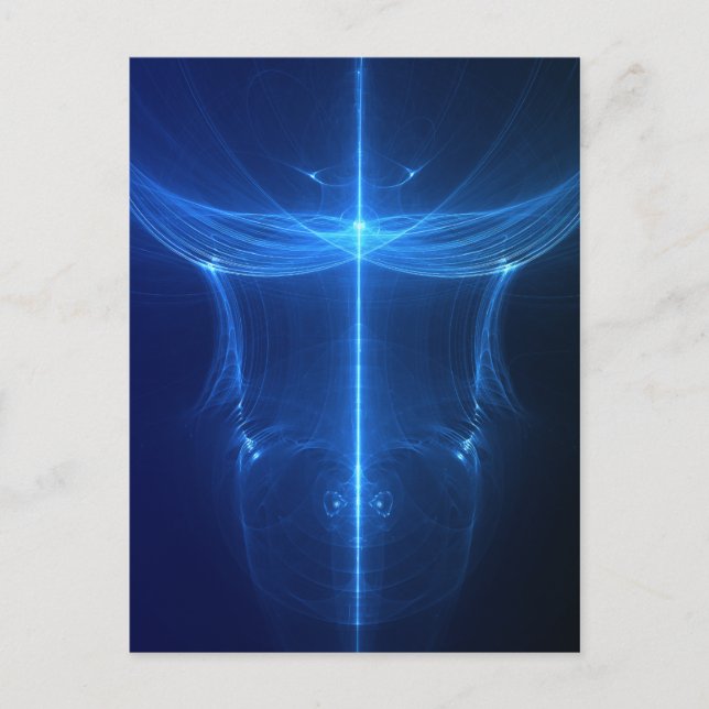 Abstrakte blaue Lichtwelle Postkarte (Vorderseite)