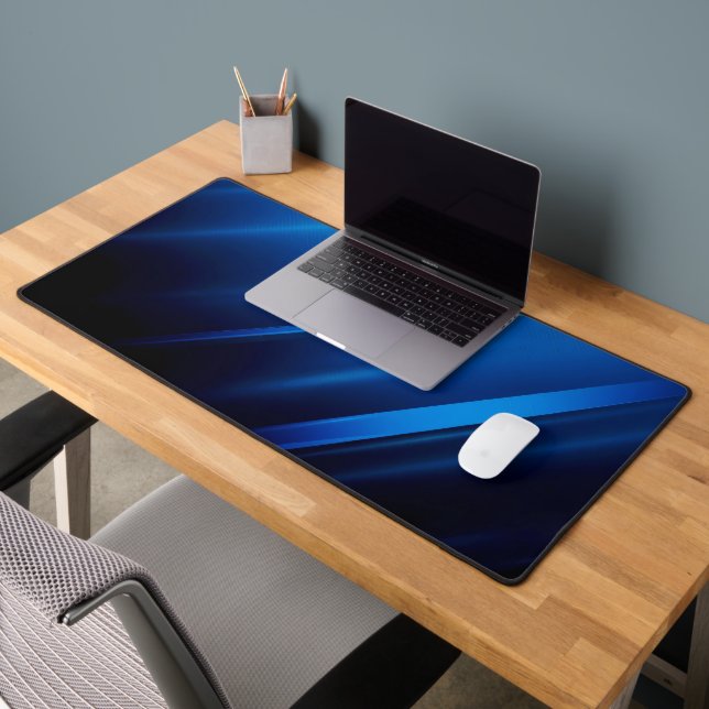 Abstrakte blaue Linien auf schwarz Schreibtischunterlage (Büro 2)
