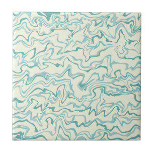 Abstrakte blaue Marmor-Retro-Wellenstreifen-Bold Fliese