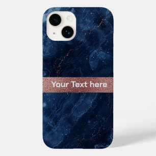 Abstrakte blaue Marmorkunst mit goldenen Glitterak Case-Mate iPhone 14 Hülle