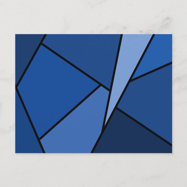 Abstrakte Blaue Polygonen Postkarte (Vorderseite)