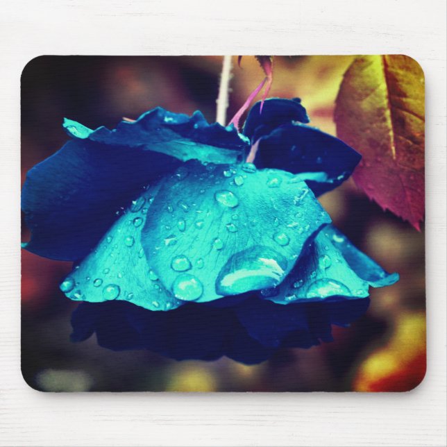 Abstrakte blaue Rose Blume Art Mousepad (Vorne)