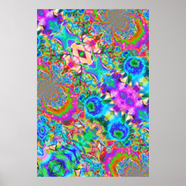 Abstrakte blaue Sonnenblumen - Retro-Blumengemälde Poster