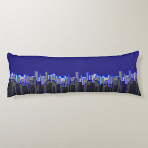 Abstrakte blaue Stadt-Skyline-Kunst Seitenschläferkissen