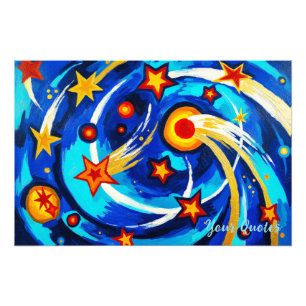 Abstrakte Blaue Türkis-Galaxie-Malerei Whimsicaler Fotodruck