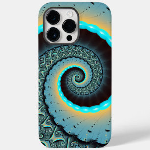 Abstrakte blaue Türkis orange Fraktal-Kunst-Spiral Case-Mate iPhone 14 Pro Max Hülle