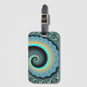 Abstrakte blaue Türkis orange Fraktal-Kunst-Spiral Gepäckanhänger
