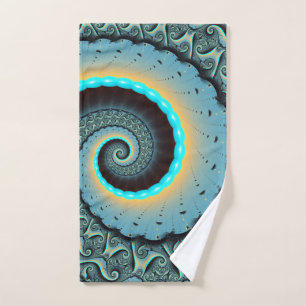 Abstrakte blaue Türkis orange Fraktal-Kunst-Spiral Handtuch
