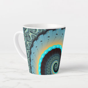Abstrakte blaue Türkis Orange-Fraktal-Kunst-Spiral Milchtasse