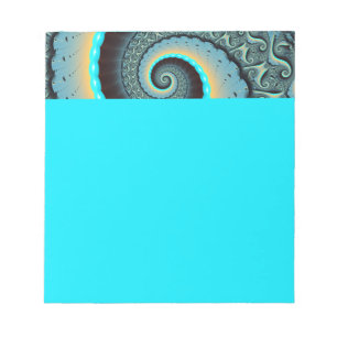 Abstrakte blaue Türkis orange Fraktal-Kunst-Spiral Notizblock