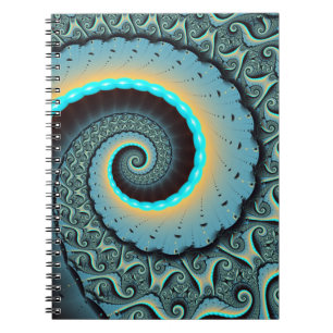 Abstrakte blaue Türkis orange Fraktal-Kunst-Spiral Notizblock