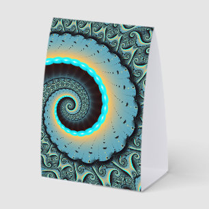 Abstrakte blaue Türkis orange Fraktal Kunst Spiral Tischaufsteller