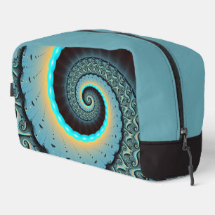 Abstrakte blaue Türkis orange Fraktal-Kunst-Spiral Waschbeutel