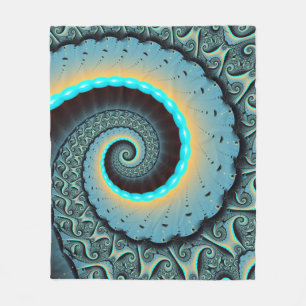 Abstrakte blaue Türkis orangefarbene Fraktal-Kunst Fleecedecke