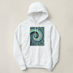 Abstrakte blaue Türkis orangefarbene Fraktal-Kunst Hoodie