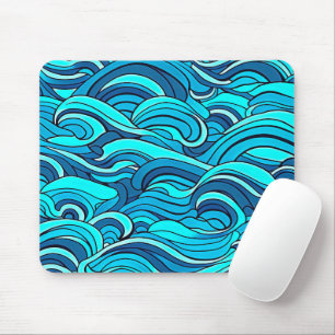 Abstrakte blaue türkisene Ozeanwellen Mousepad