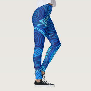 Abstrakte blaue türkisfarbene Ozeanwellen   Leggings