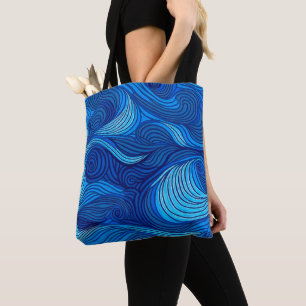 Abstrakte blaue türkisfarbene Ozeanwellen Tasche