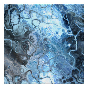 Abstrakte Blaue und Graue Marmor-Eis-Fluid-Textur Poster