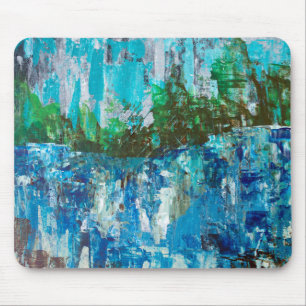 Abstrakte blaue und grüne texturierte Landschaft Mousepad