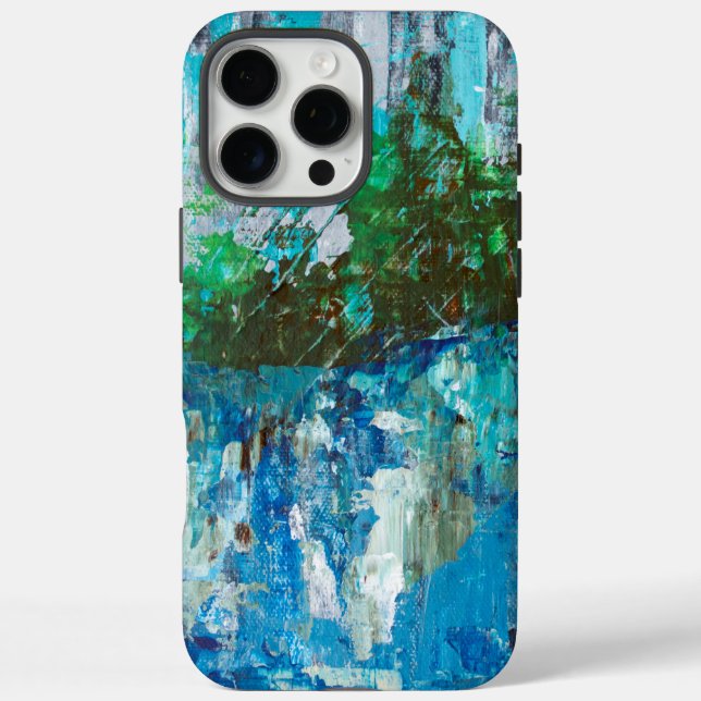 Abstrakte blaue und grüne Texturlandschaft iPhone 16 Pro Max Hülle (Rückseite)