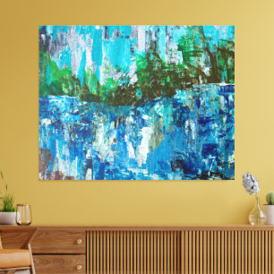 Abstrakte blaue und grüne Texturlandschaft Leinwanddruck