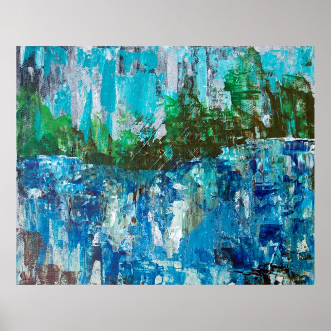 Abstrakte blaue und grüne Texturlandschaft Poster (Vorne)