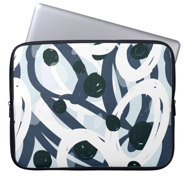 Abstrakte blaue und marinebürste Pinselstriche Laptopschutzhülle (Vorderseite)