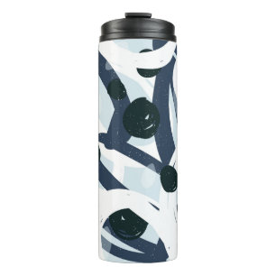 Abstrakte blaue und marinebürste Pinselstriche Thermosbecher