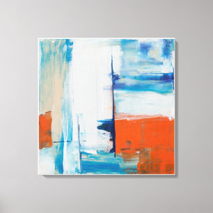 Abstrakte Blaue und Orange Moderne Kunst Leinwanddruck