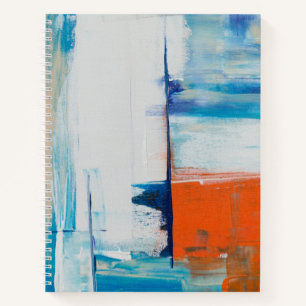 Abstrakte Blaue und Orange Moderne Kunst Notizbuch