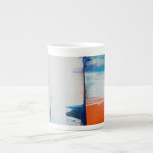 Abstrakte Blaue und Orange Moderne Kunst Prozellantasse