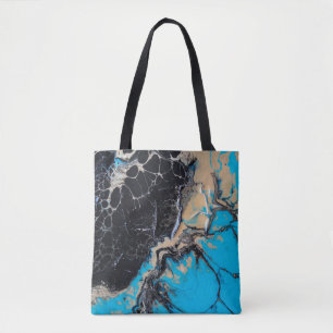 Abstrakte blaue und schwarze Malerei Tasche