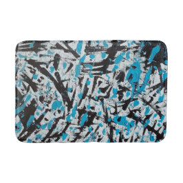 Abstrakte blaue und schwarze Pinselstriche Badematte