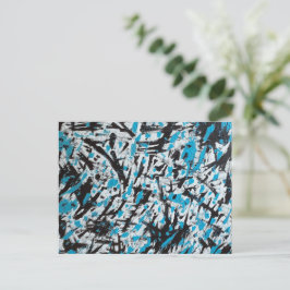 Abstrakte blaue und schwarze Pinselstriche Postkarte