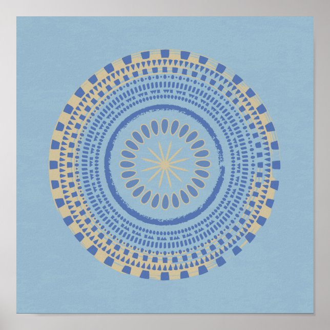 Abstrakte Blauer und Blauer Tan-Circle-Design Poster (Vorne)
