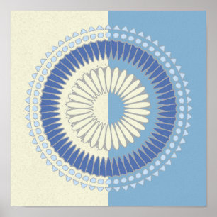 Abstrakte Blauer und Creme-Circle-Design Poster