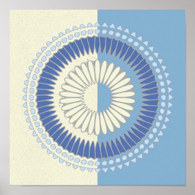 Abstrakte Blauer und Creme-Circle-Design Poster (Vorne)