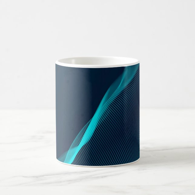 Abstrakte blaugrüne Strömungsdynamik Kaffeetasse (Mittel)
