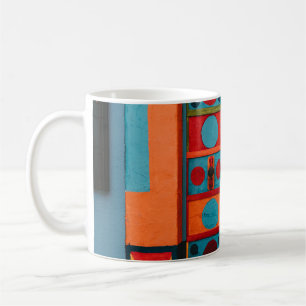 ABSTRAKTE BLAUROS UND GELBEN KAFFEETASSE