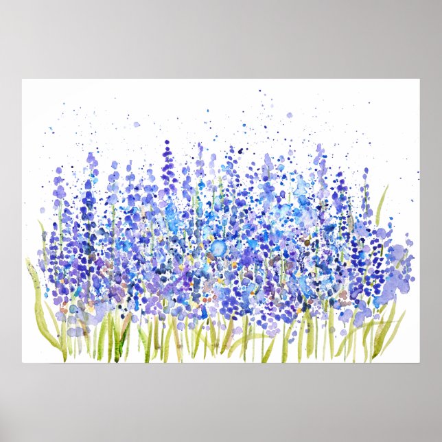abstrakte Blauweine-Hyazinthe-Aquarell 2023 Poster (Vorne)