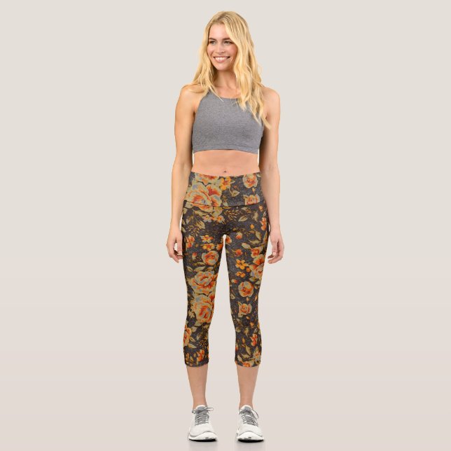 Abstrakte Bleistiftstruktur Capri Leggings (Vorderseite)
