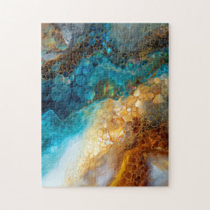 Abstrakte Blue and Gold Fluid Art