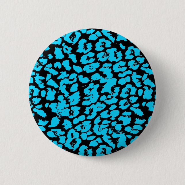 Abstrakte Blue Animal Spots Button (Vorderseite)