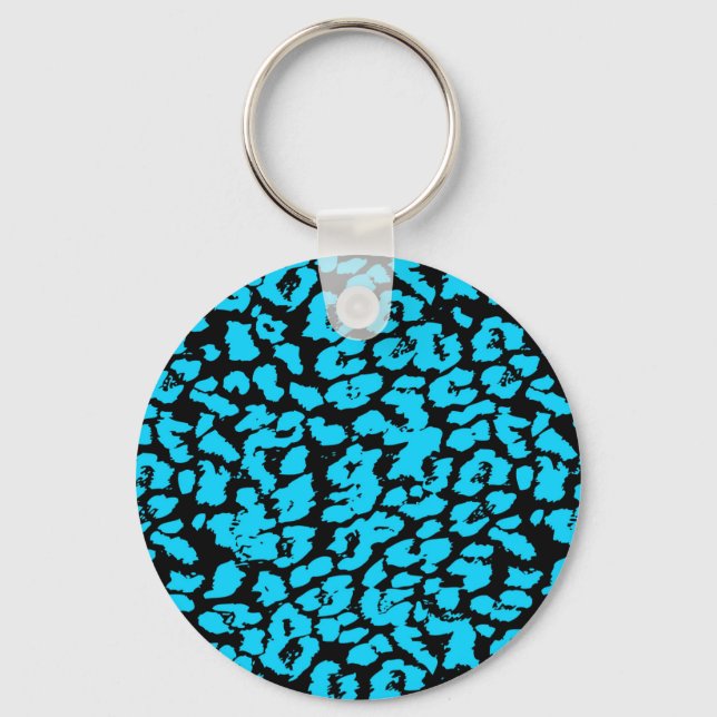 Abstrakte Blue Animal Spots Schlüsselanhänger (Vorderseite)
