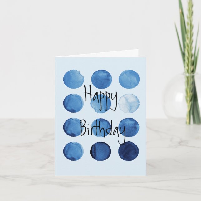 Abstrakte Blues Geometric Birthday Karte (Vorderseite)