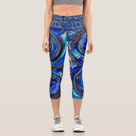 Abstrakte Blues High Waisted Capris