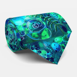 Abstrakte blühende Aquamarine blaugrüne botanische Krawatte
