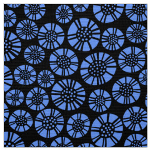 Abstrakte Blume 031023 - Baby Blue on Black Stoff