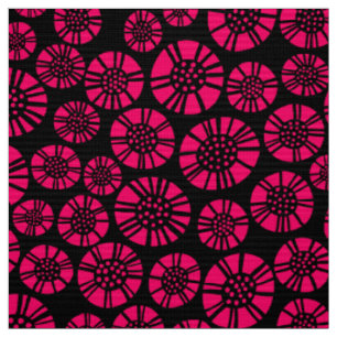 Abstrakte Blume 031023 - Neon Red on Black Stoff